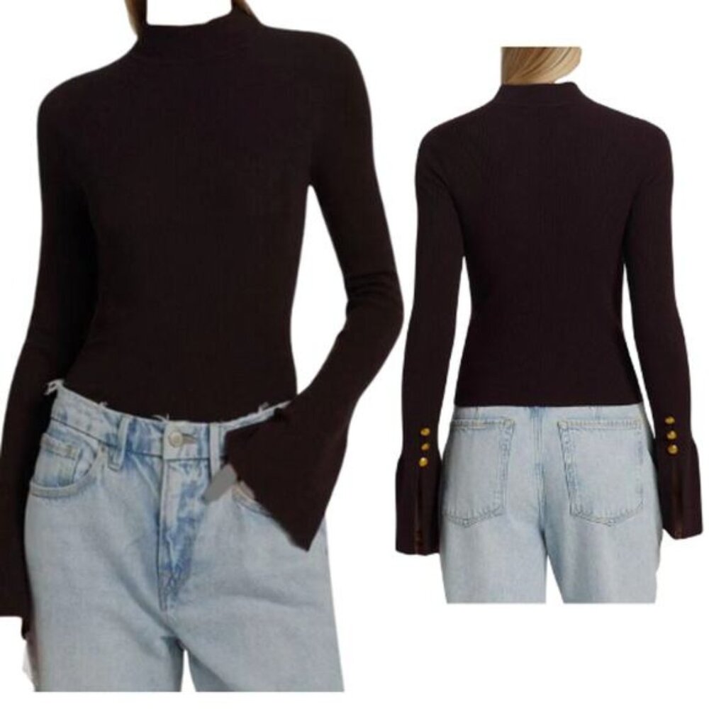NEW A.L.C. Women's Long Sleeve TurtleNeck Sweater Wool Top Black Size: Large